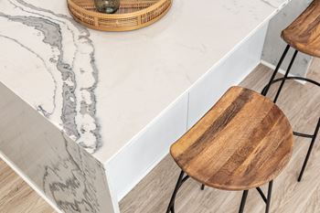 Quartz countertops and backsplashes